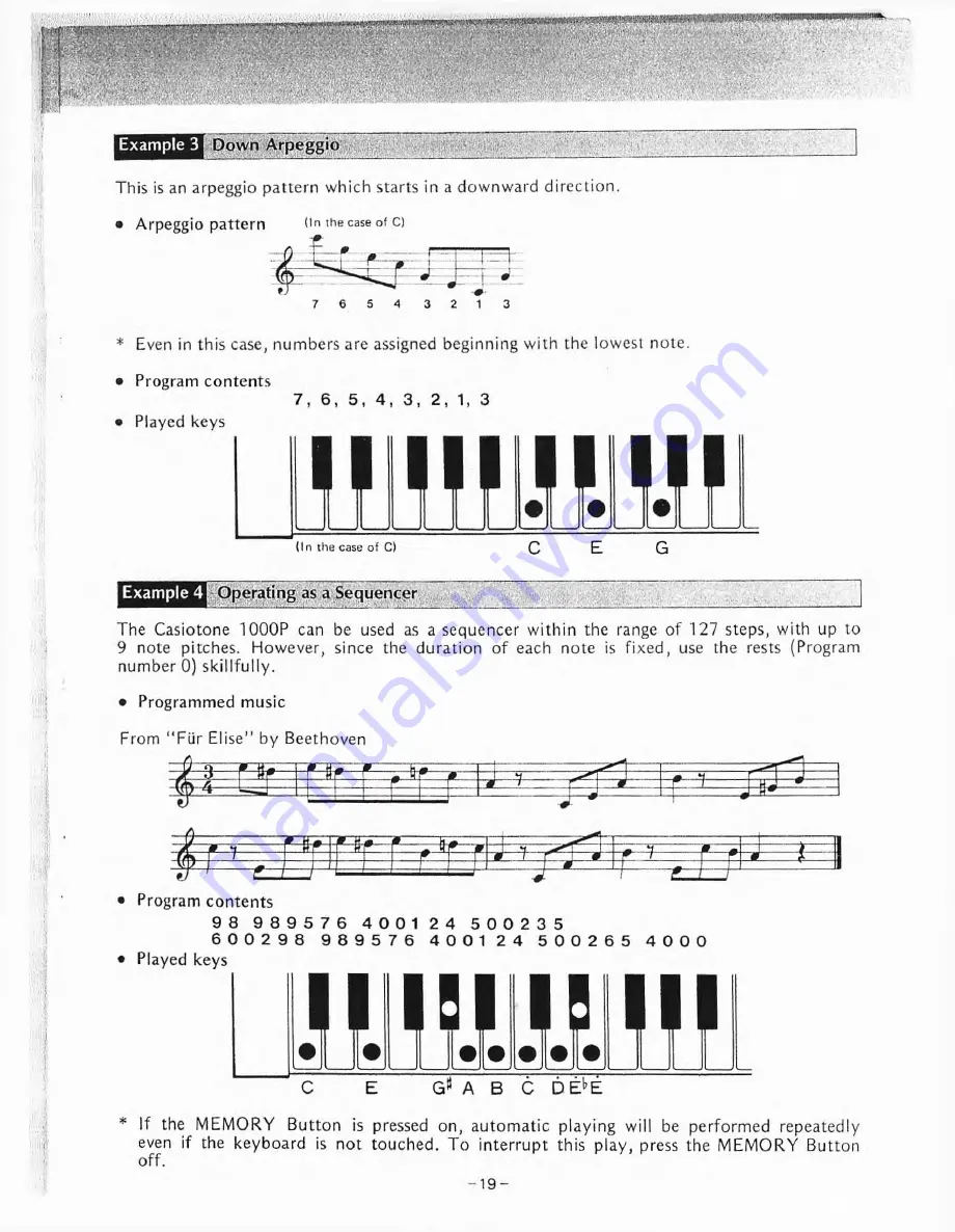 Casio Casiotone 1000P Operation Manual Download Page 21