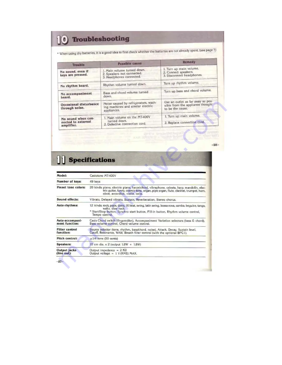 Casio Casiotone MT-400W Operation Manual Download Page 14