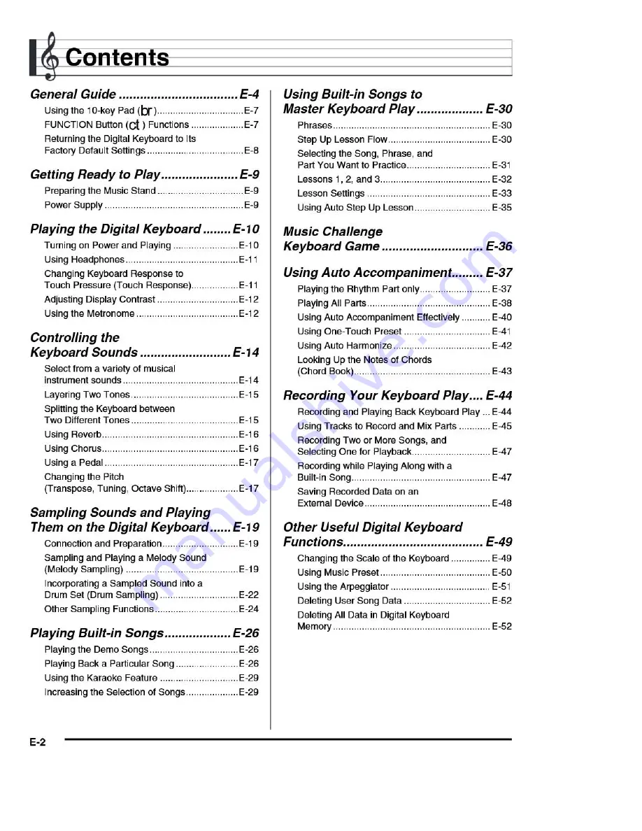 Casio LK-280 User Manual Download Page 4