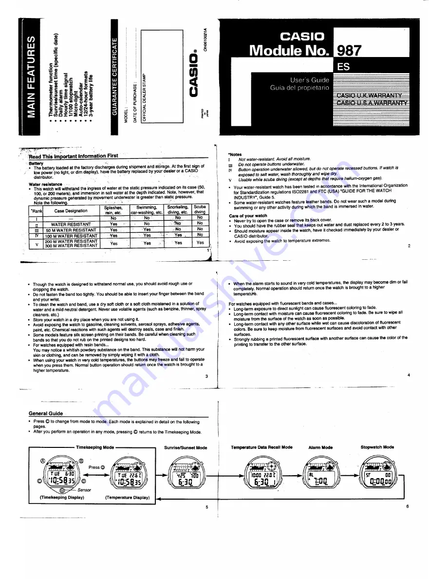 Casio QW-987 Скачать руководство пользователя страница 1