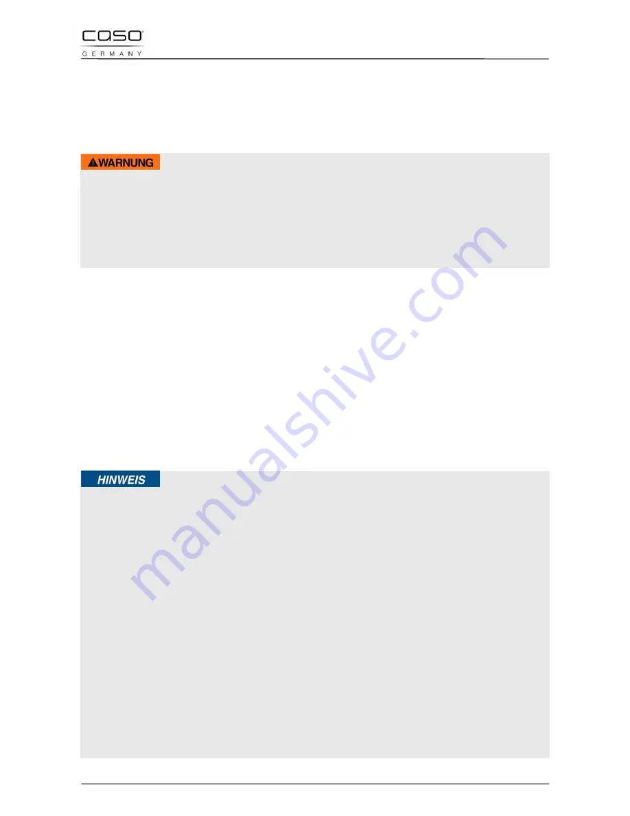 Caso W2100 Original Operating Manual Download Page 14