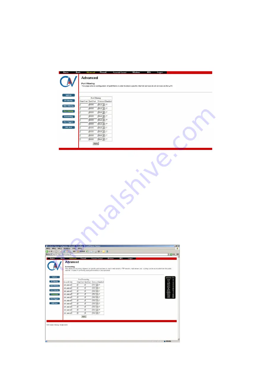 CastleNet CBW560 Series User Manual Download Page 21