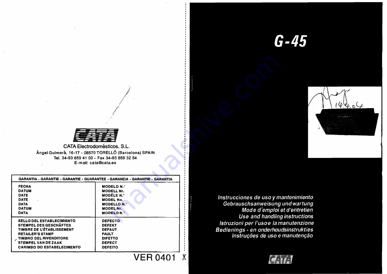 Cata G-45 Скачать руководство пользователя страница 1