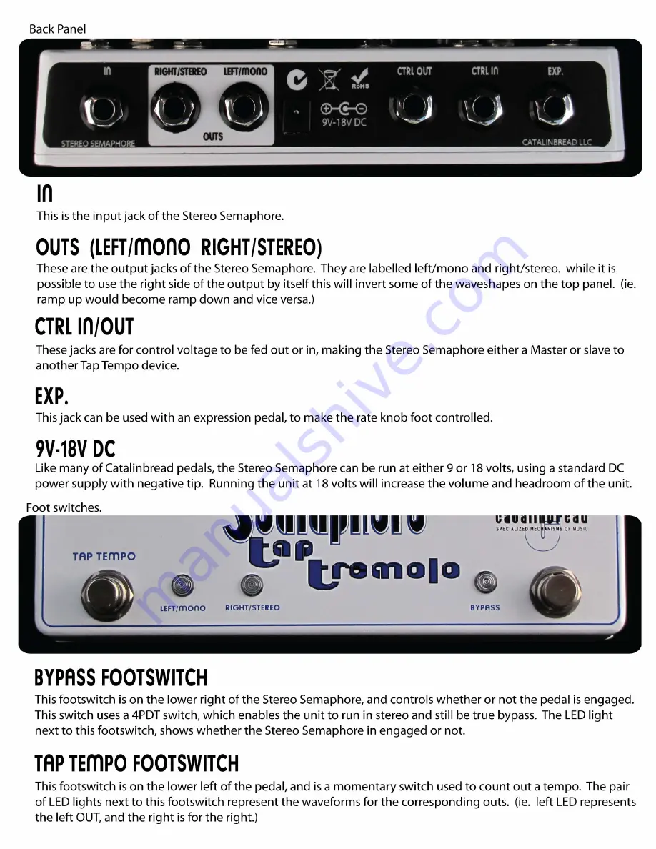 Catalinbread Stereo Semaphore Tap Tremolo Скачать руководство пользователя страница 3