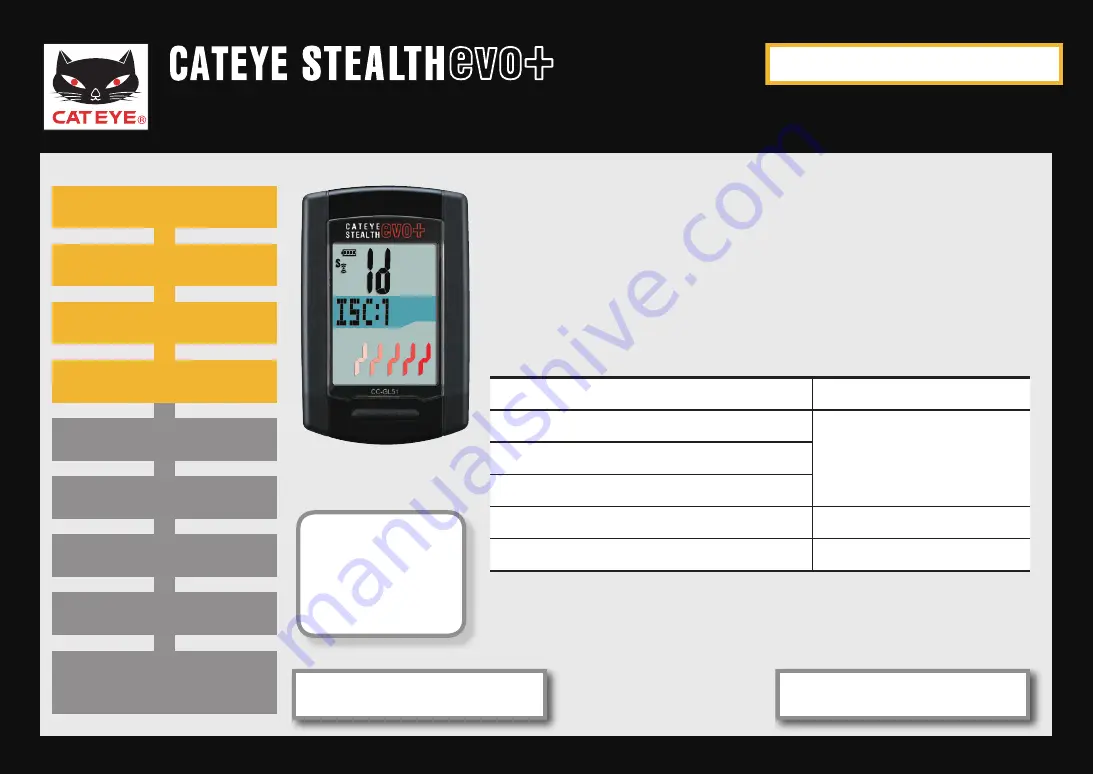 Cateye Stealth EVO+ CC-GL51 Quick Start Manual Download Page 18