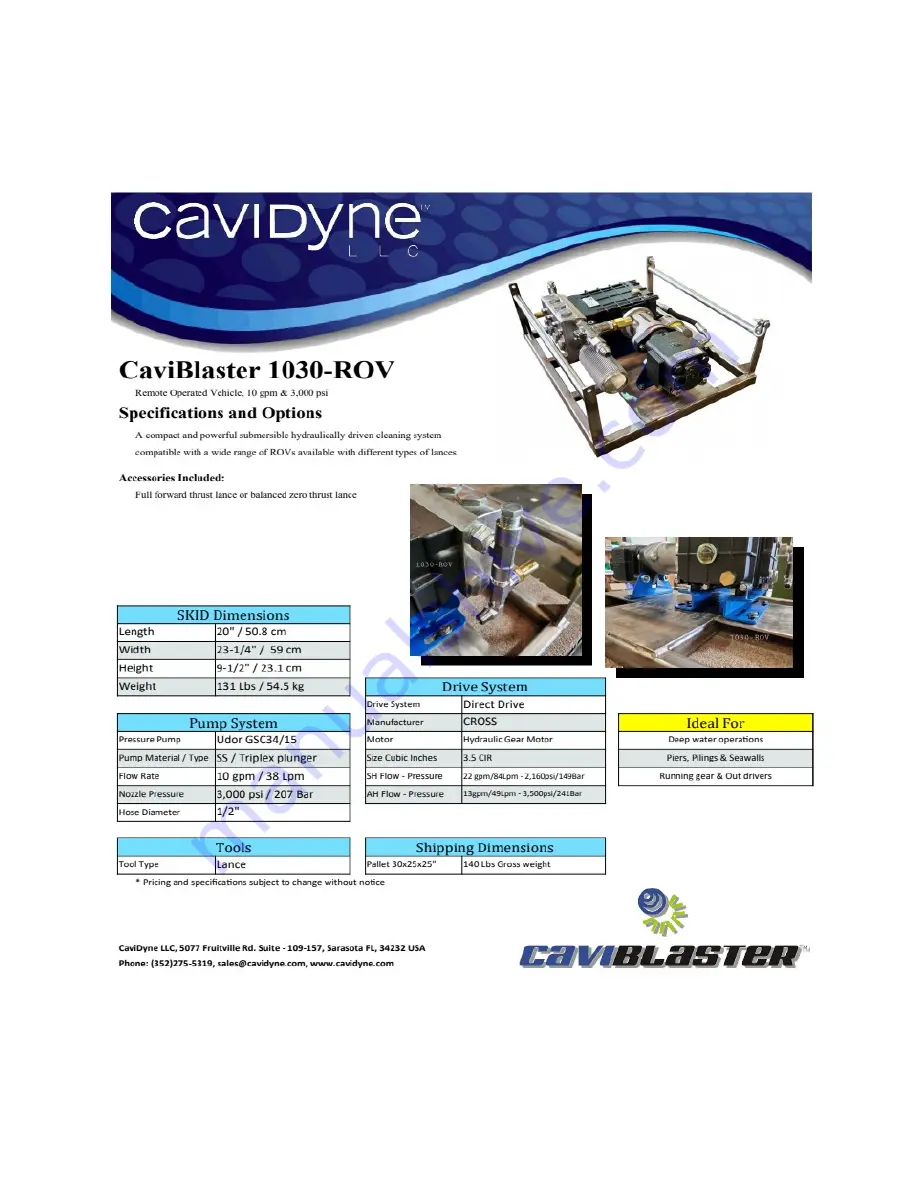 CAVIDYNE CaviBlaster 1030-ROV Скачать руководство пользователя страница 26