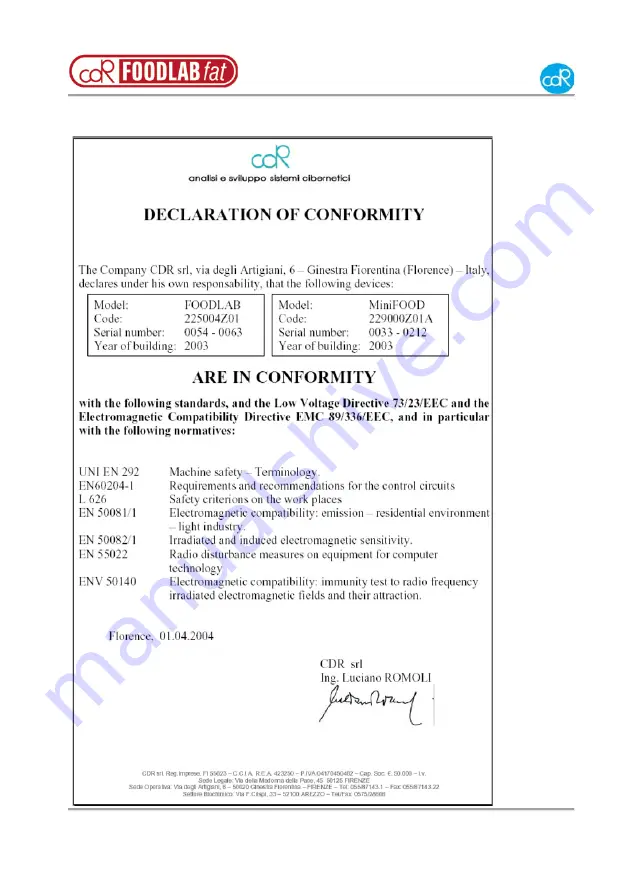 CDR FOODLABFAT Operator'S Manual Download Page 24