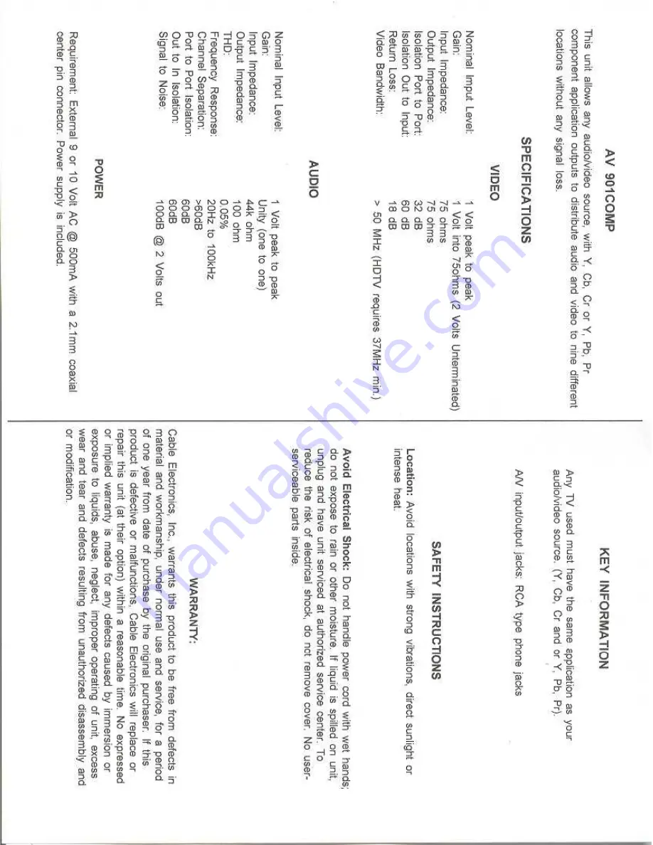 CE Labs AV901COMP Instruction Manual Download Page 1