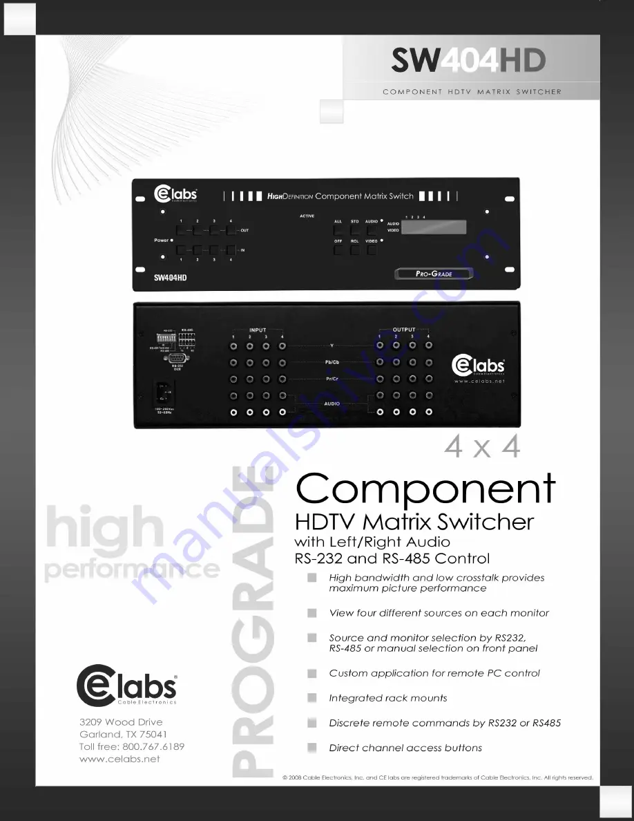 CE Labs SW404HD Specifications Download Page 1