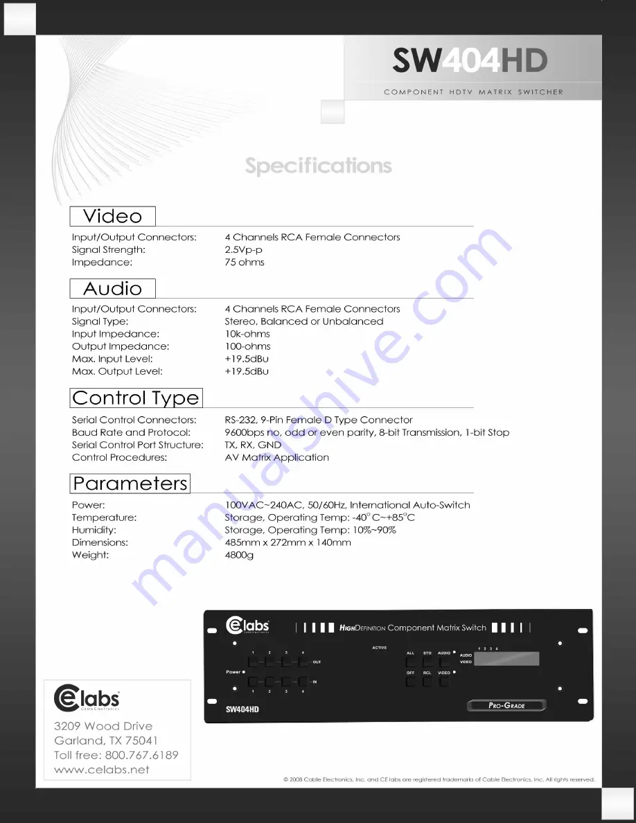 CE Labs SW404HD Скачать руководство пользователя страница 2