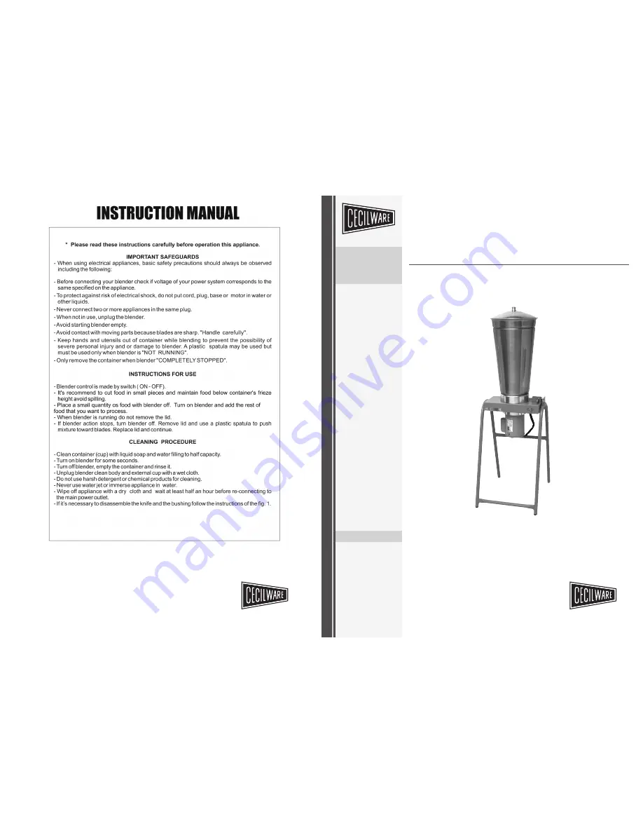 Cecilware B25FM-120 Instruction Manual Download Page 1