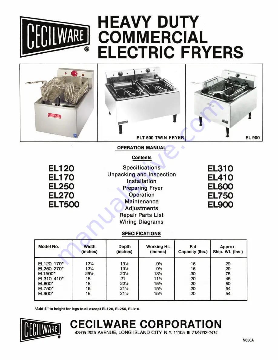 Cecilware EL-120 Operation Manual Download Page 1