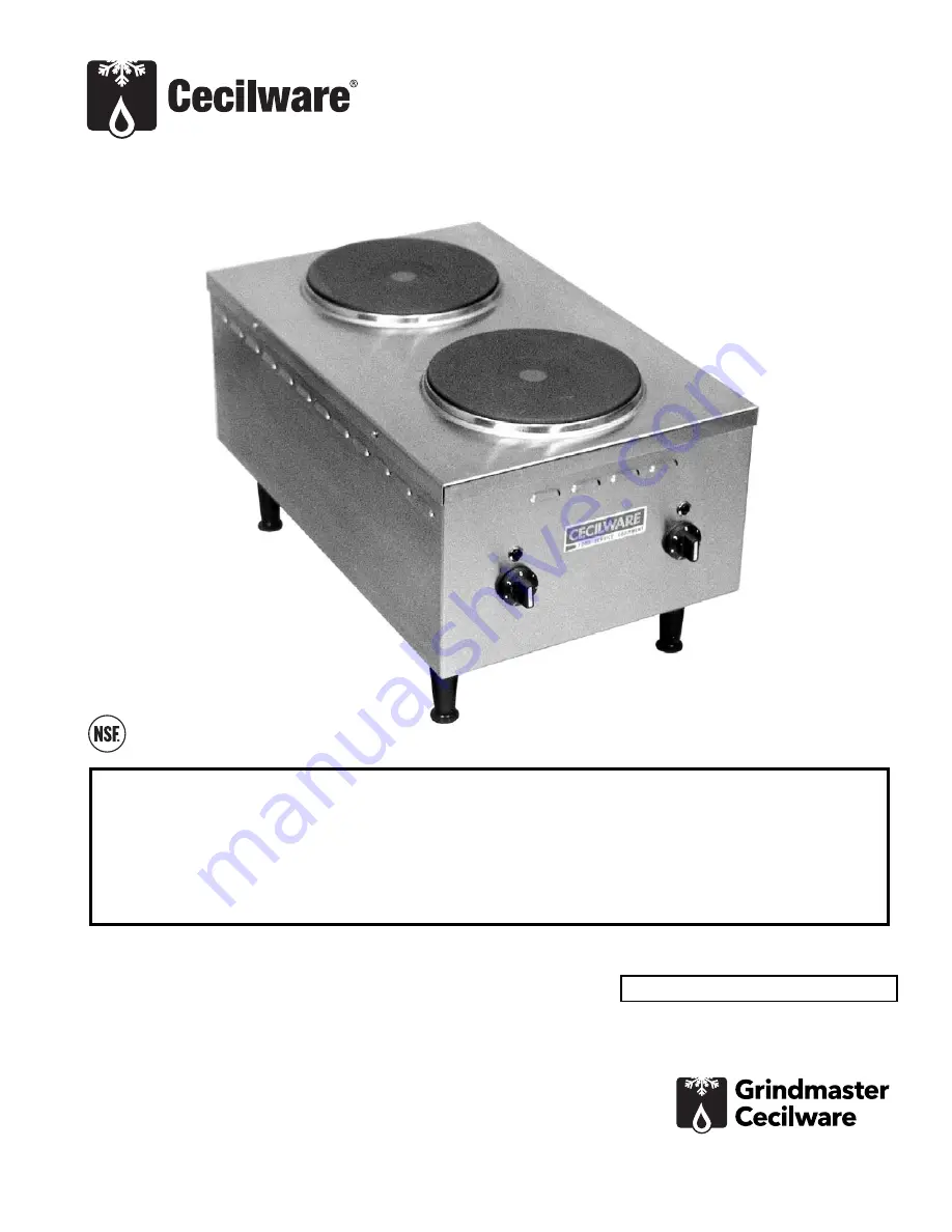 Cecilware EL24SH Operator'S Manual Download Page 1