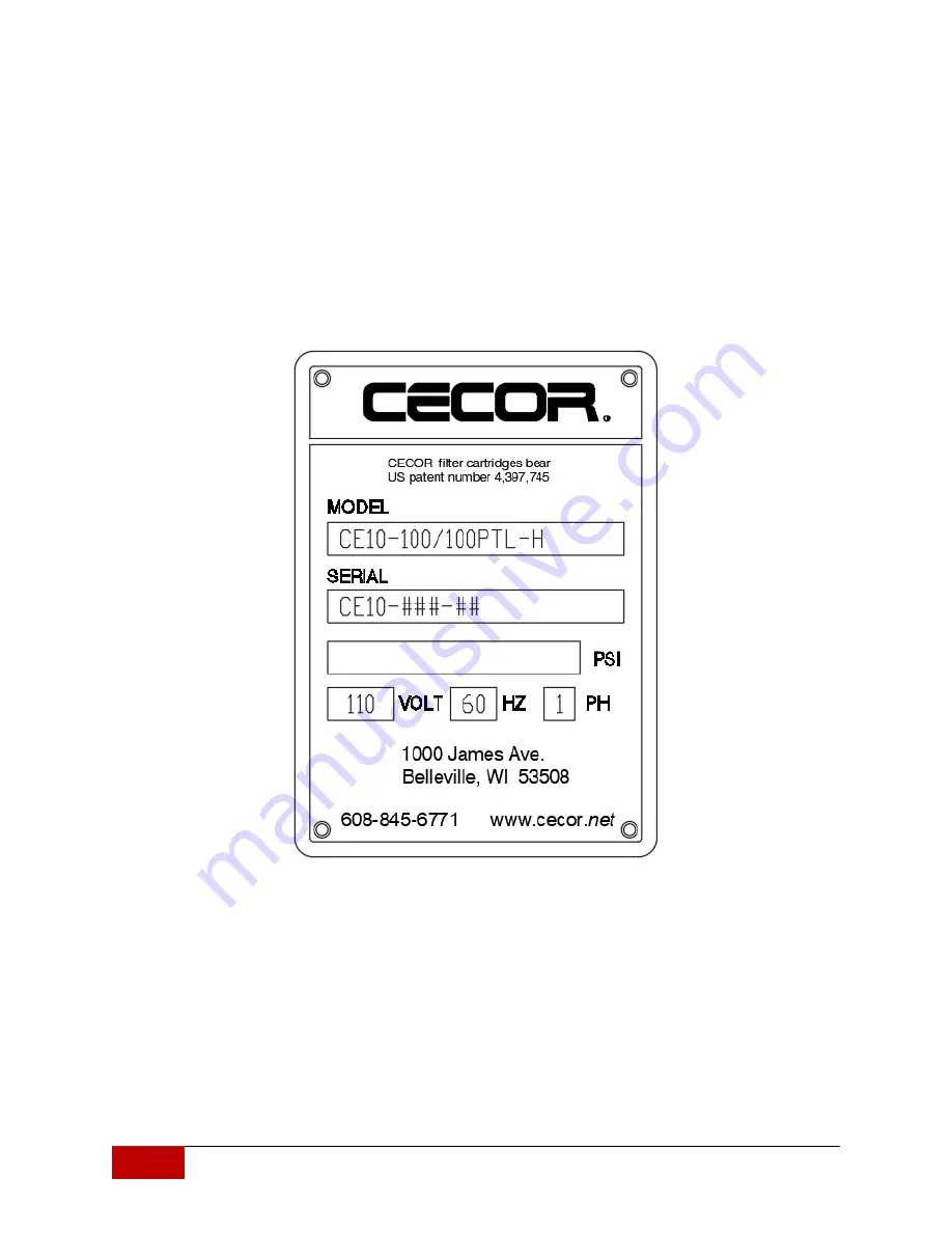 CECOR CE10 Series Operations Manual & Parts List Download Page 7