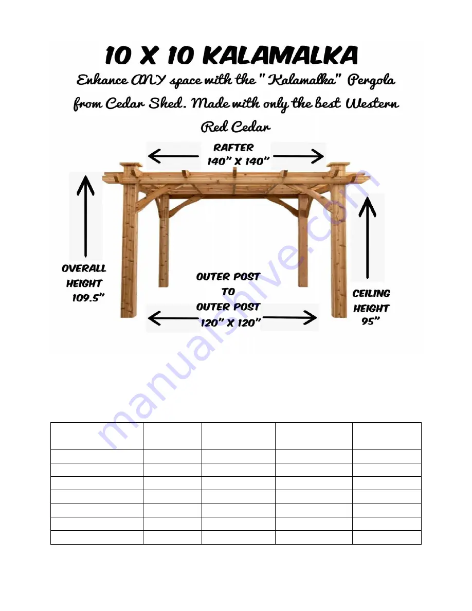 Cedar Shed Kalamalka Manual Download Page 1