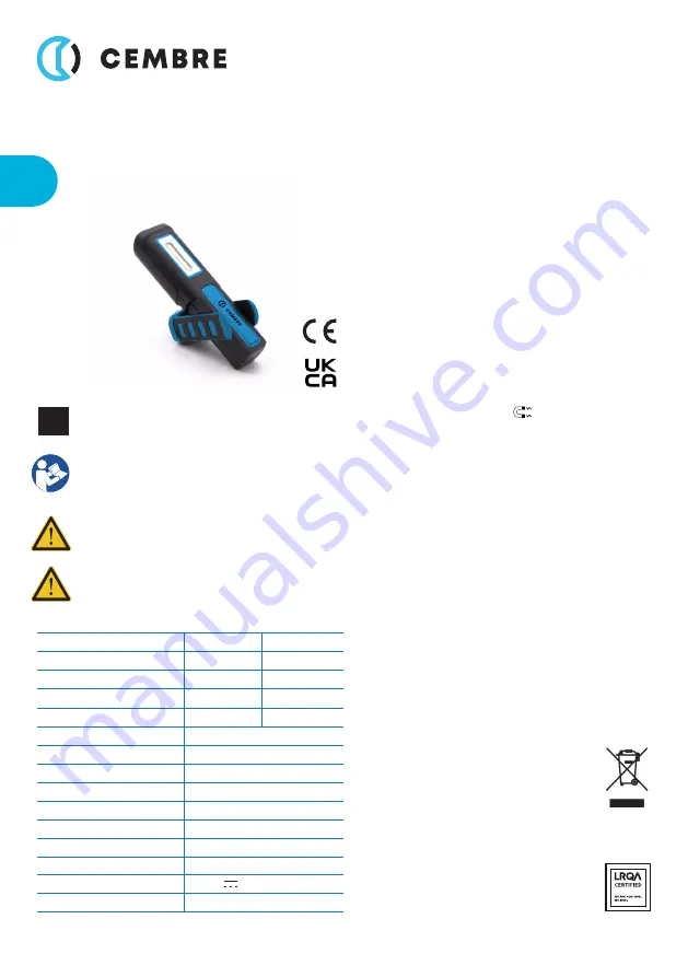 Cembre CBL05-W Скачать руководство пользователя страница 1