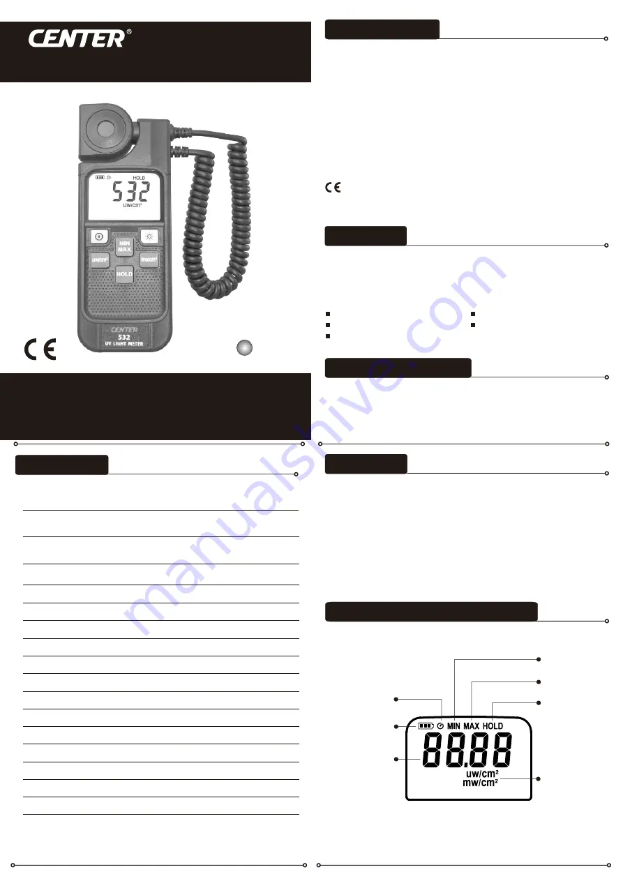 Center 532 Quick Manual Download Page 1