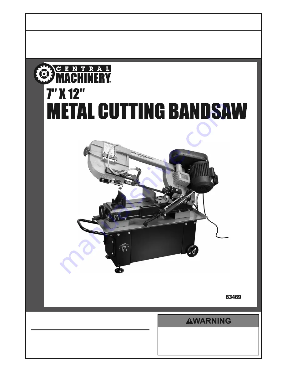 Central Machinery 63469 Owner'S Manual & Safety Instructions Download Page 1