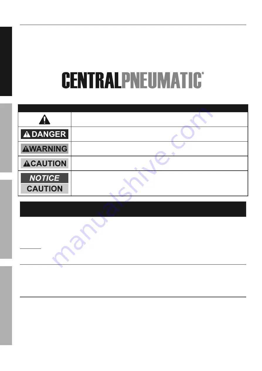 Central Pneumatic 93458 Owner'S Manual & Safety Instructions Download Page 2