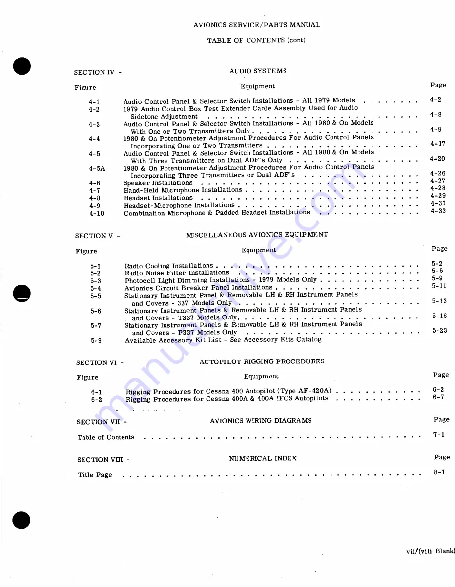 Cessna PRESSURIZED SKYMASTER II P337H Service & Parts Manual Download Page 10