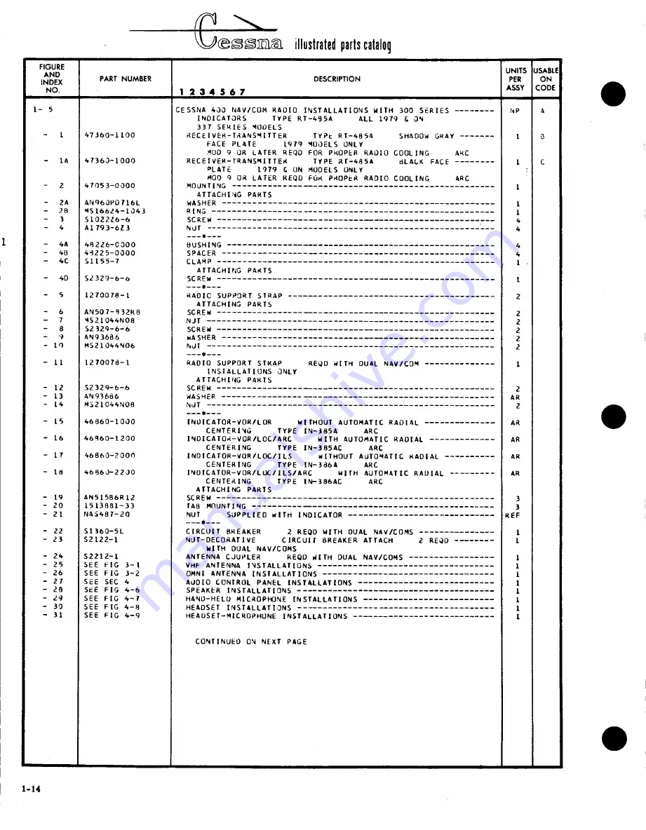 Cessna PRESSURIZED SKYMASTER II P337H Service & Parts Manual Download Page 24