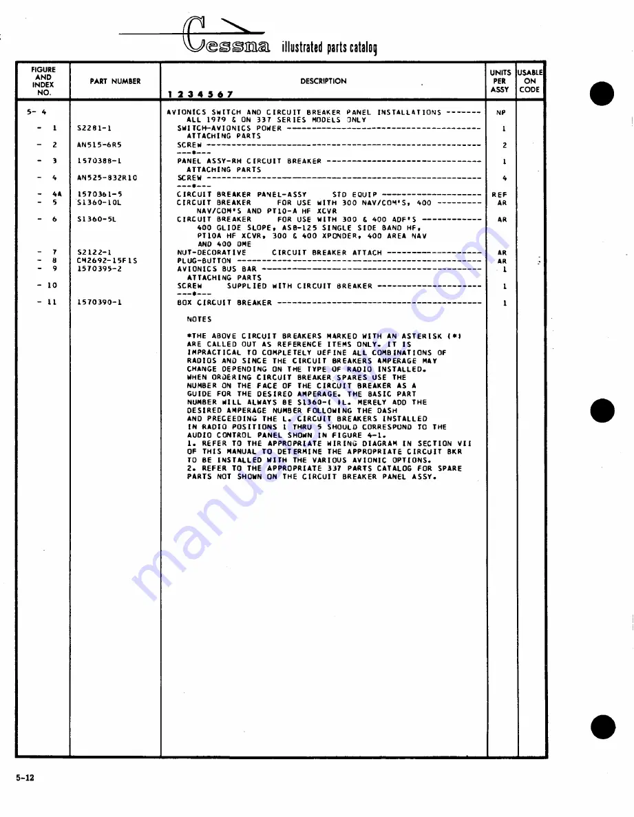 Cessna PRESSURIZED SKYMASTER II P337H Service & Parts Manual Download Page 184