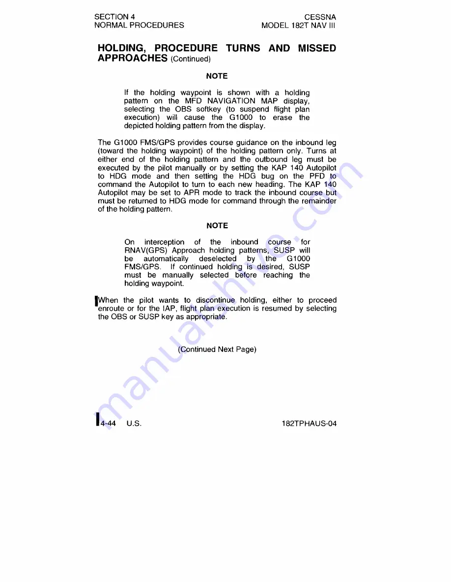 Cessna Skylane 182T Operating Handbook Download Page 156