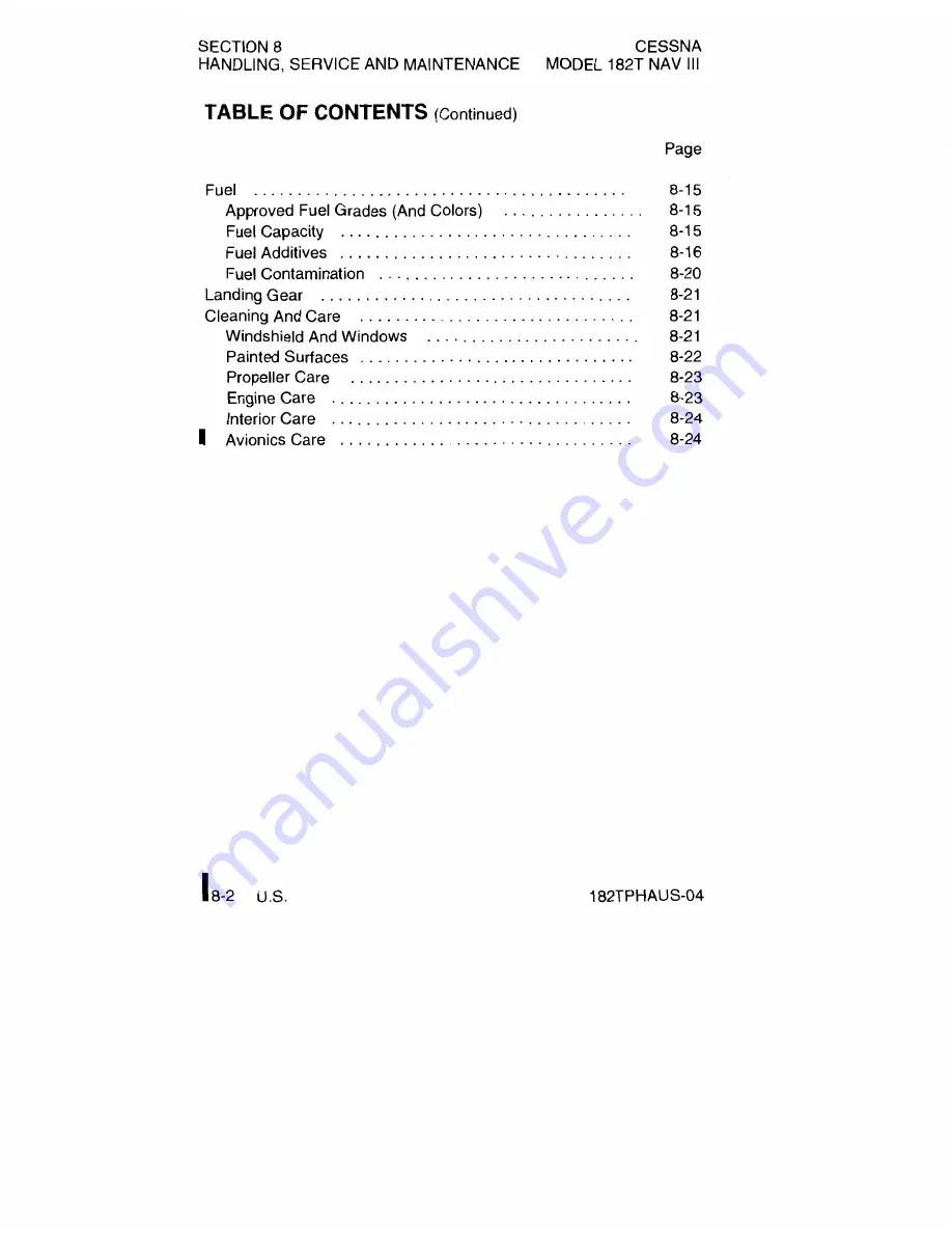 Cessna Skylane 182T Operating Handbook Download Page 312