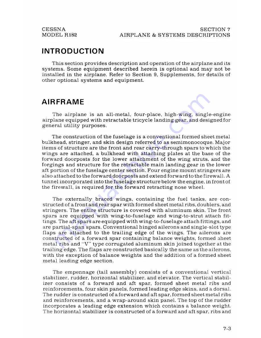 Cessna SKYLANE RG R182 Pilot Operating Handbook Download Page 122