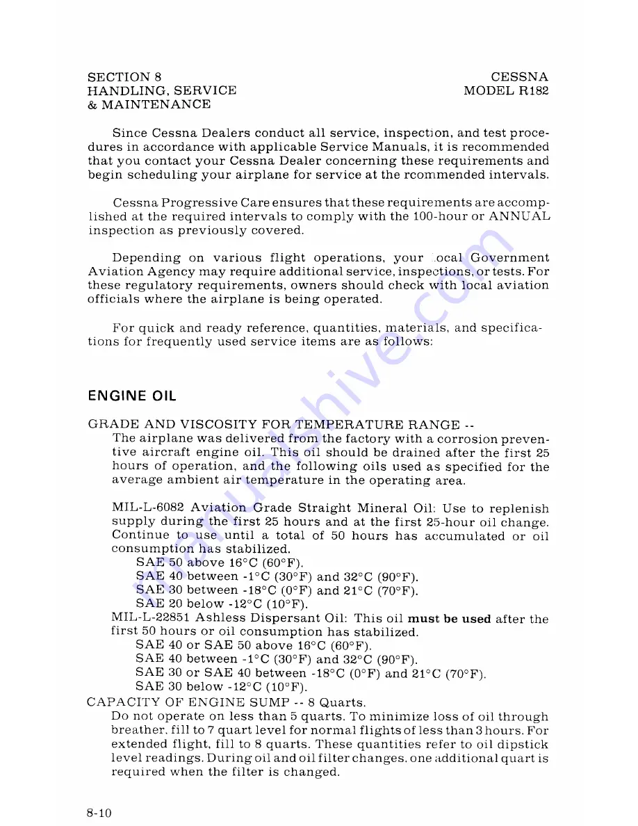 Cessna SKYLANE RG R182 Pilot Operating Handbook Download Page 172