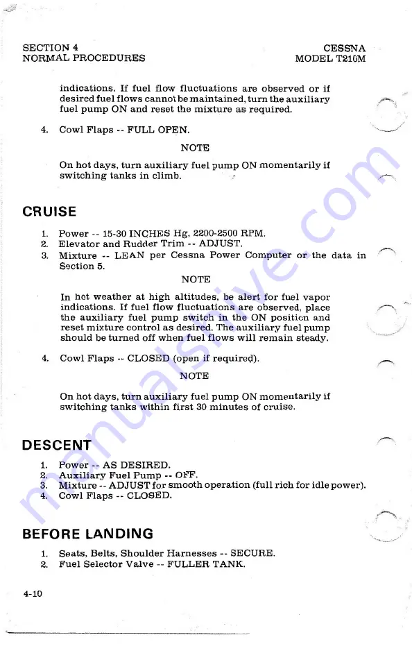 Cessna TURBO CENTURION T210M 1978 Pilot Operating Handbook Download Page 60