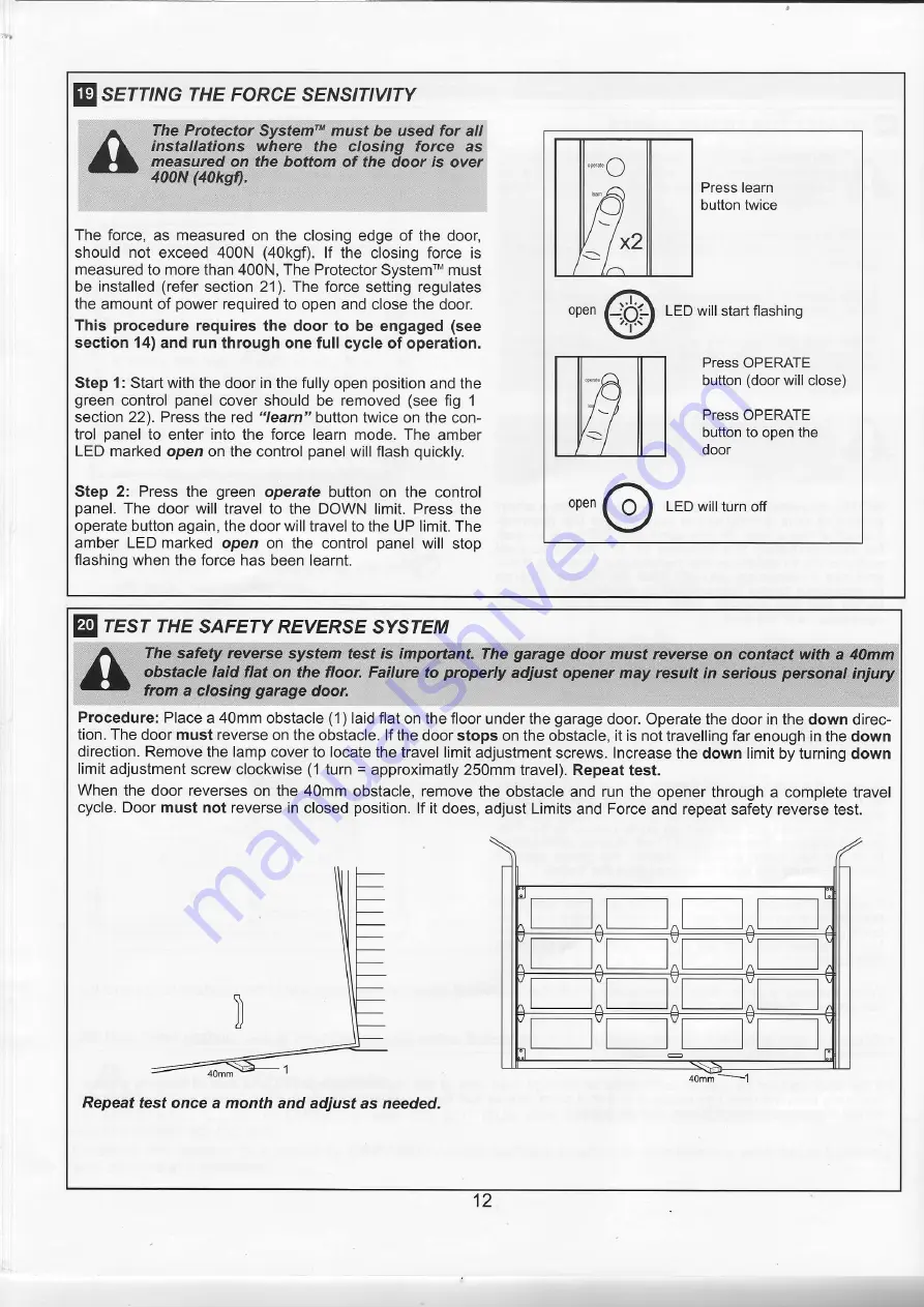 Chamberlain merlin MT23O Installation And Operating Instructions Manual Download Page 12