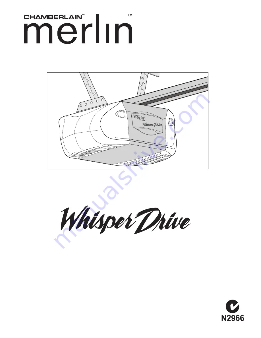 Chamberlain Merlin Whisper Drive MT3850 Installation And Operating Instructions Manual Download Page 1