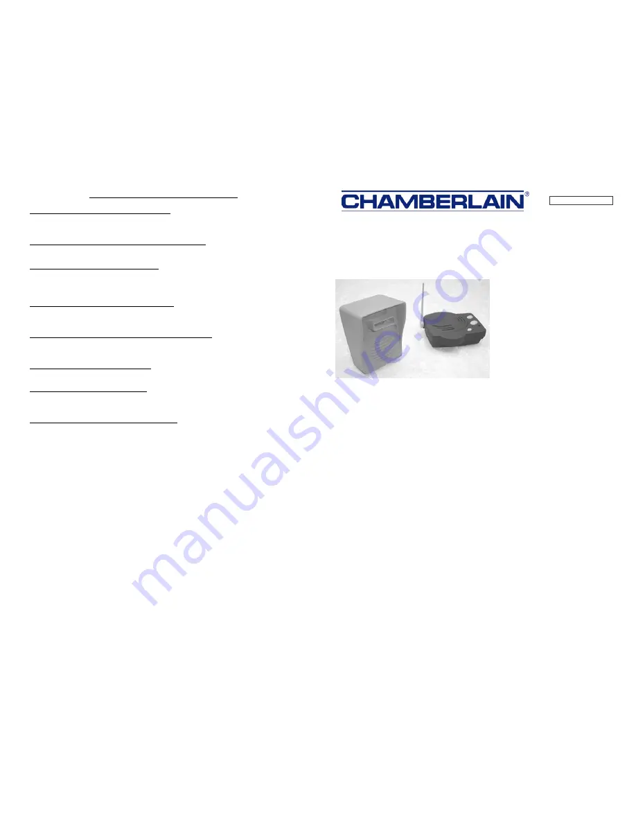 Chamberlain RWV400R Setup Manual Download Page 1