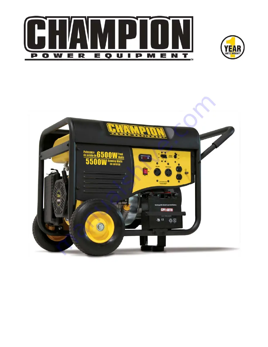 Champion Power Equipment 41153 Owner'S Manual And Operating Instructions Download Page 1