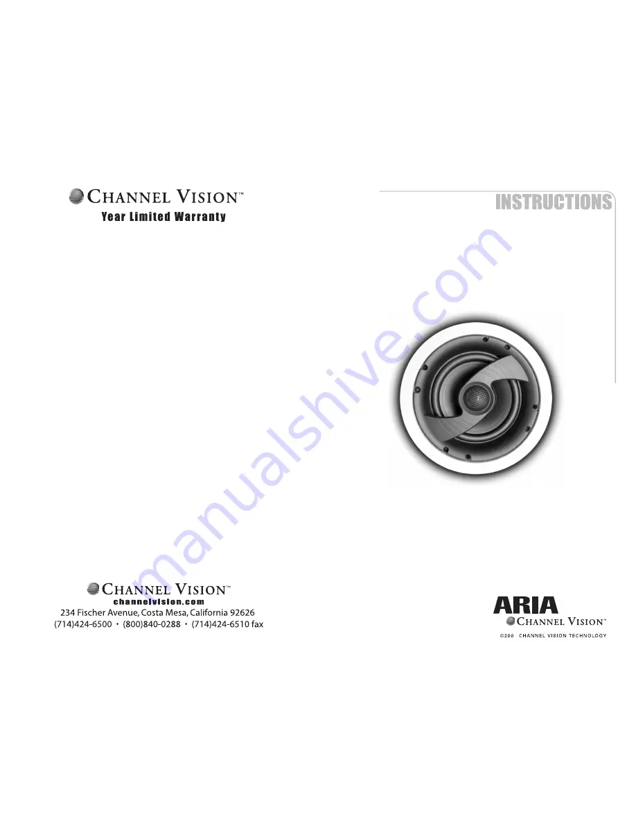 Channel Vision Aria IC812 Скачать руководство пользователя страница 1