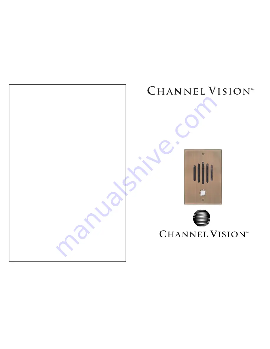 Channel Vision DP-0xxx Instruction Download Page 1