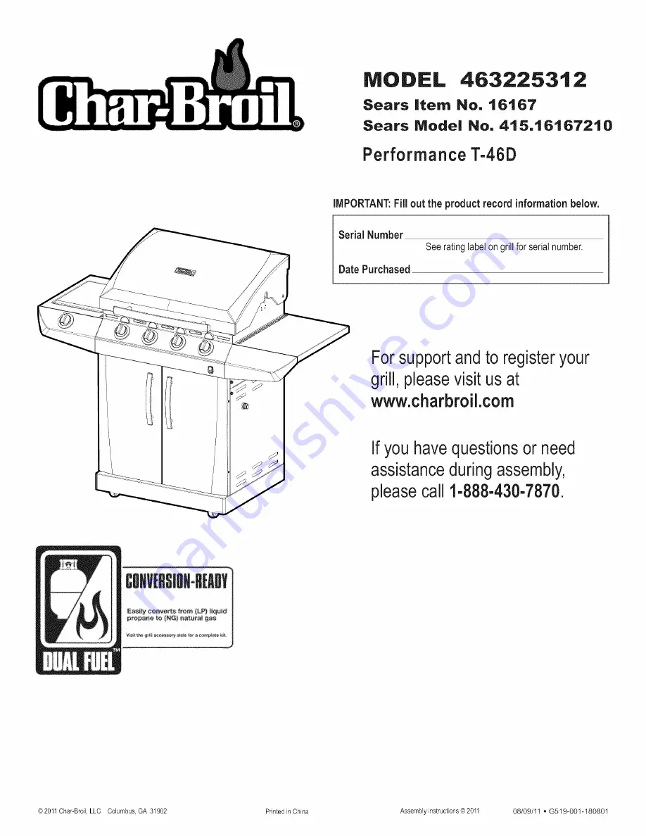 Char-Broil 16167 Manual Download Page 1