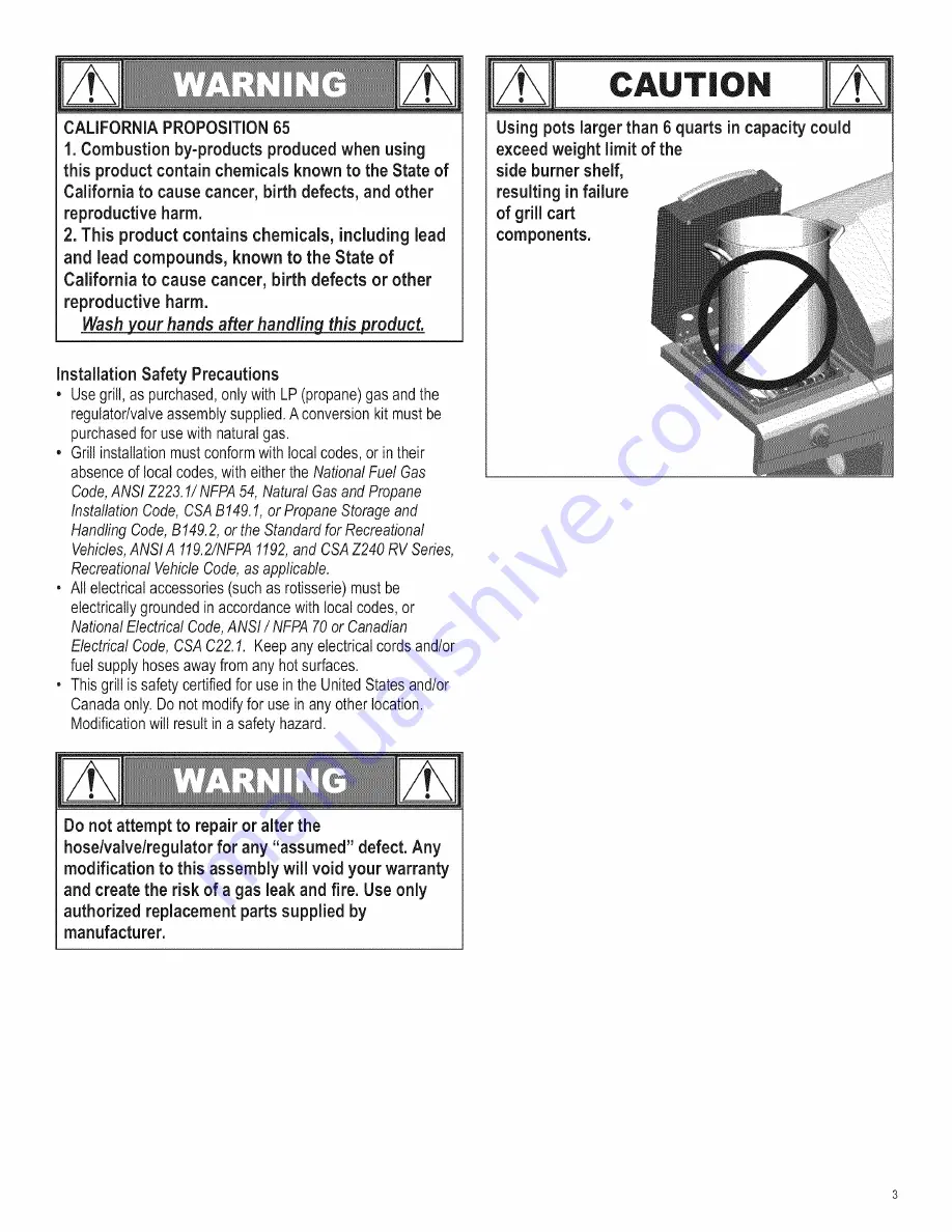 Char-Broil 415.16121801 Product Manual Download Page 3