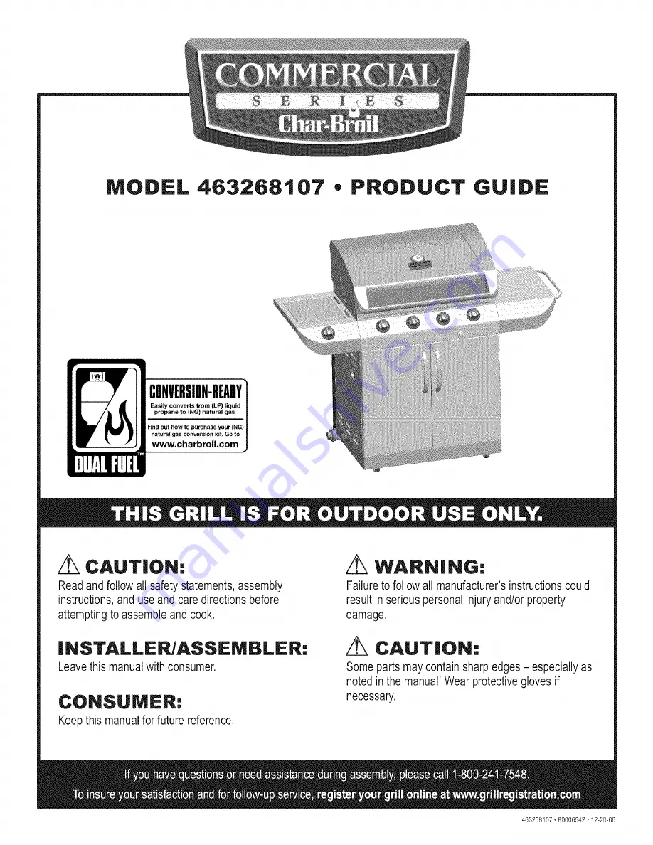 Char-Broil 463268107 Product Manual Download Page 1