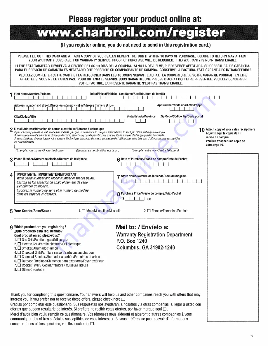 Char-Broil 463269011 Product Manual Download Page 27