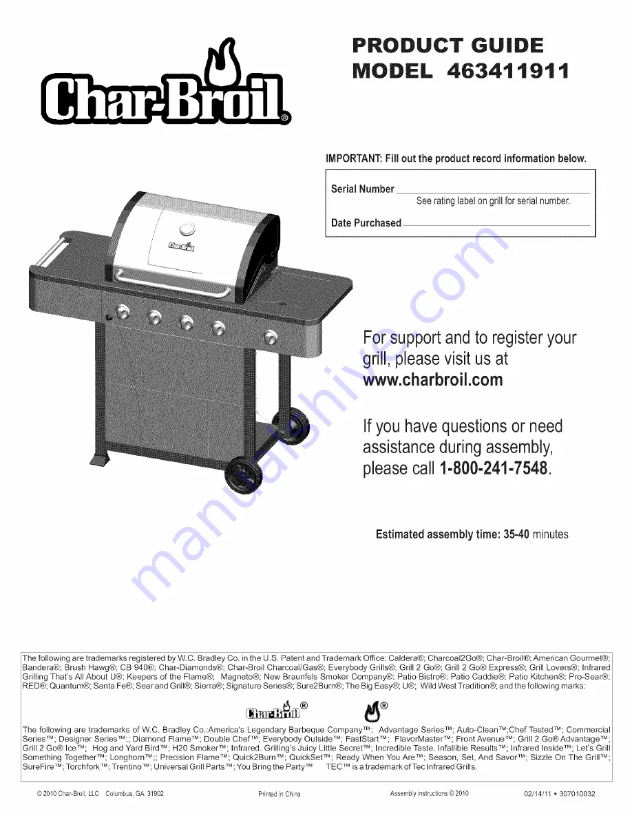 Char-Broil 463411911 Product Manual Download Page 1