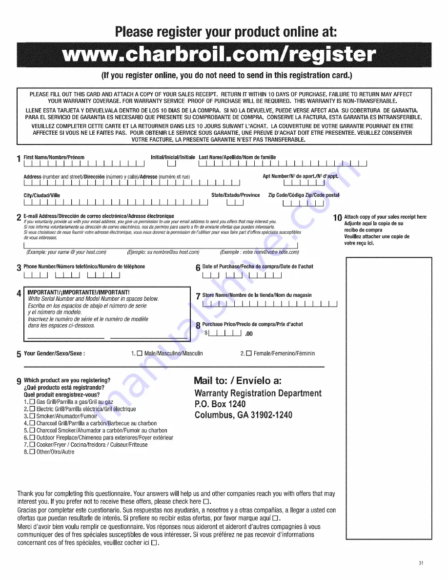 Char-Broil 463411911 Product Manual Download Page 31