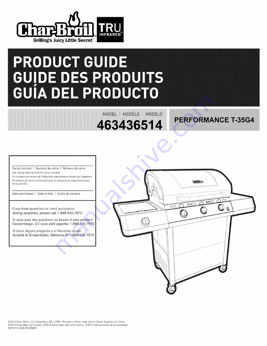 Char-Broil 463436514 Product Manual Download Page 1