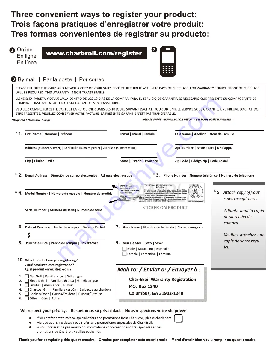 Char-Broil 463625217 Product Manual Download Page 47