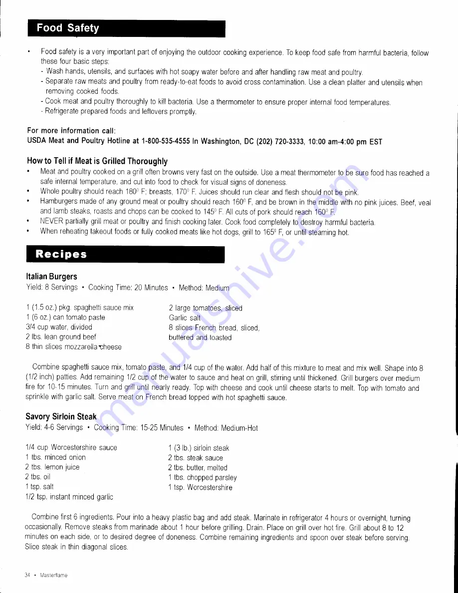 Char-Broil MASTERFLAME 2 Assembly Manual With Use And Care Download Page 34