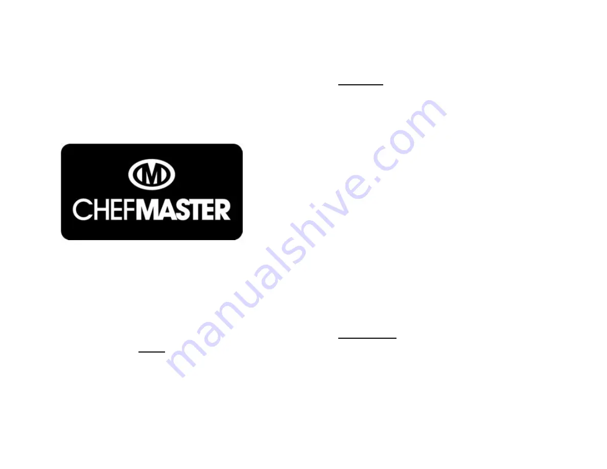 ChefMaster HEB640 Instruction Manual Download Page 1