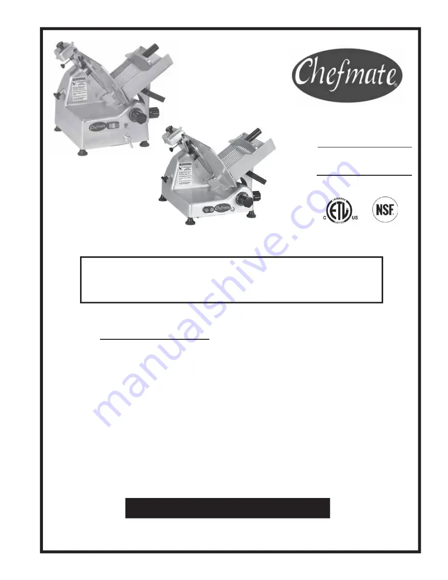 Chefmate GC12B Instruction Manual Download Page 1