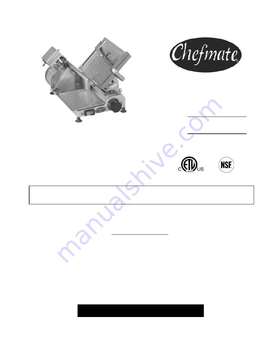 Chefmate GC510 Owner & Operator Instruction Manual Download Page 1