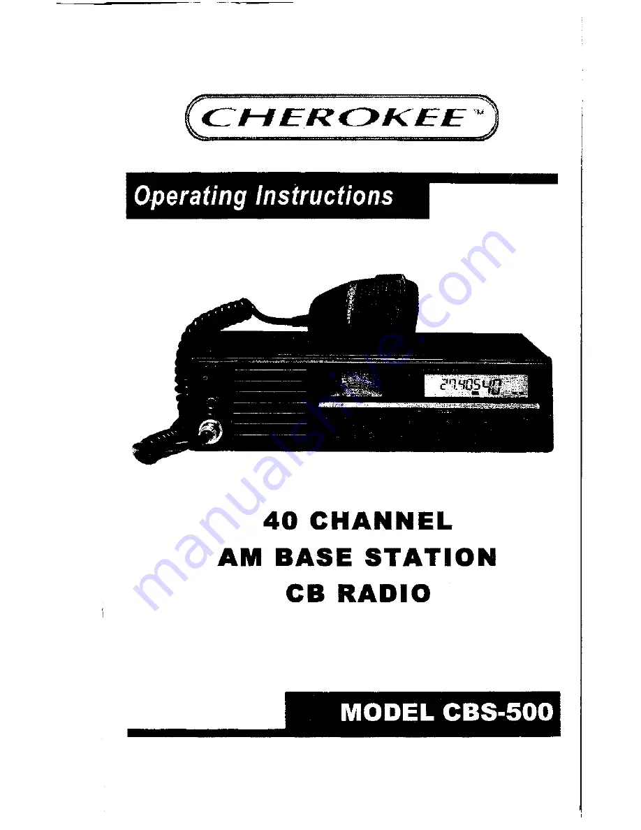 Cherokee CBS-500 Operating Instructions Manual Download Page 1